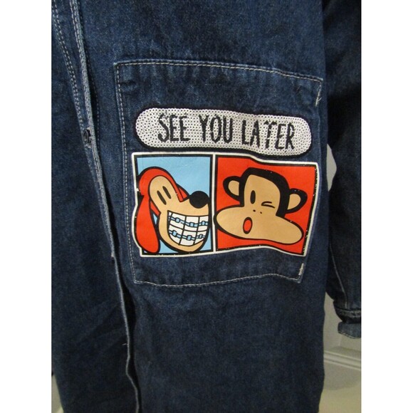 Paul Frank Denim Dress Vintage Blue Button Front Shirt Dress Side Slits Size M - Picture 3 of 9